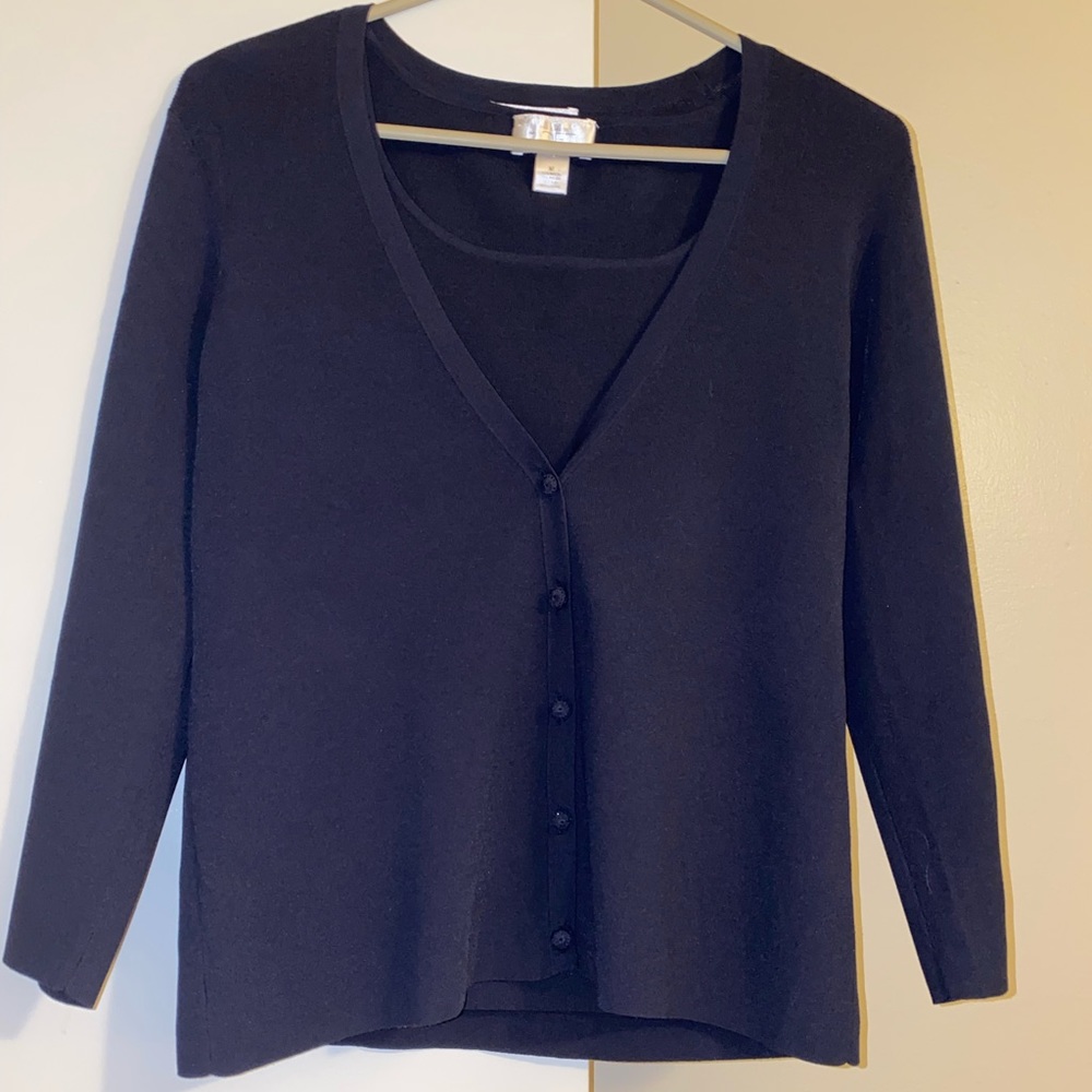 Loft Matching Navy Sweater Tank & Cardigan Combo